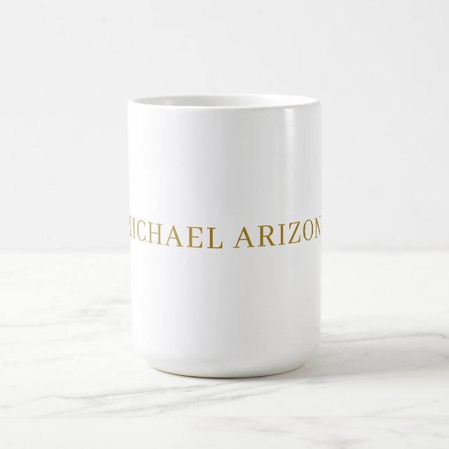Gold & White Colour Minimalist Simple Plain Modern Coffee Mug (Center)