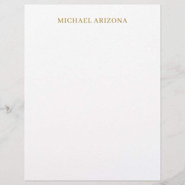Gold & White Colour Minimalist Simple Plain Modern Custom Letterhead (Front)