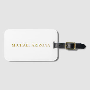 Gold & White Colour Minimalist Simple Plain Modern Luggage Tag