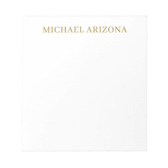 Gold & White Colour Minimalist Simple Plain Modern Notepad (Front)