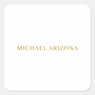 Gold & White Colour Minimalist Simple Plain Modern Square Sticker