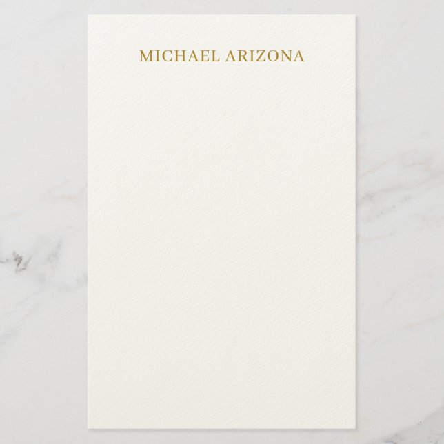 Gold & White Colour Minimalist Simple Plain Modern Stationery (Front)