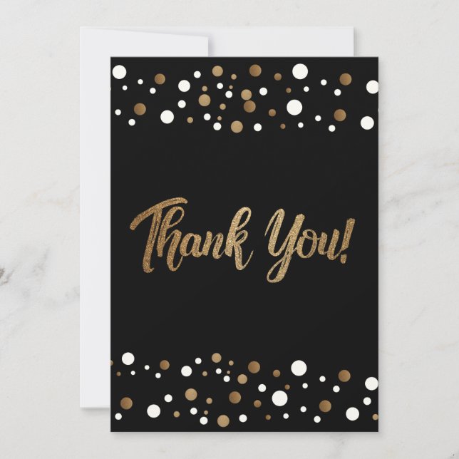 Gold White confetti 60th birthday celebration  Thank You Card (Front)