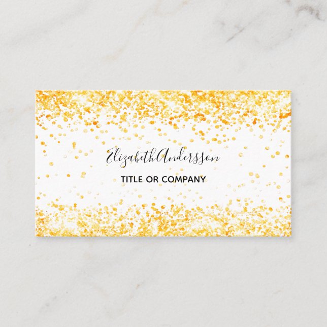 Gold white confetti business card (Front)
