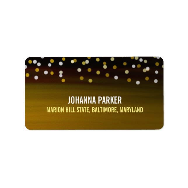 Gold White Confetti Modern Holiday Label (Front)