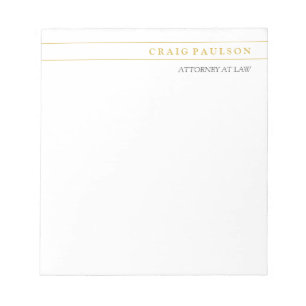Gold & White Consultant Attorney at Law Profession Notepad