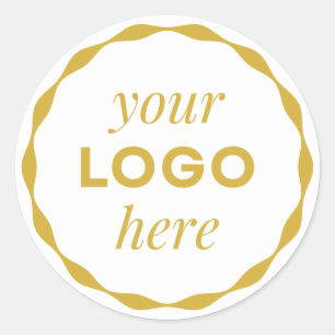 Gold White Custom Logo Scalloped Circle Sticker