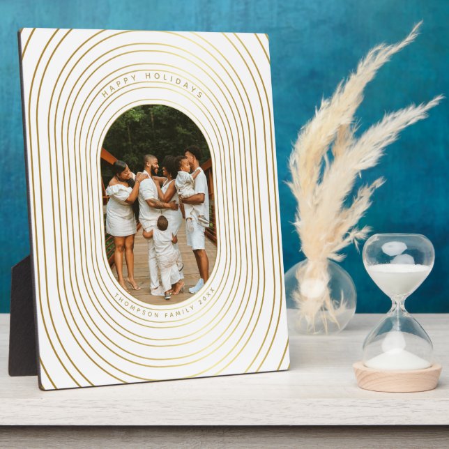 Gold White Custom Photo Family Christmas Plaque (Side)