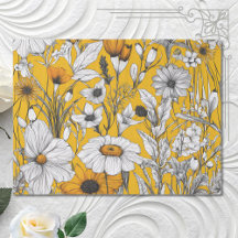 Gold White Daisy Boho Wildflower Decoupage