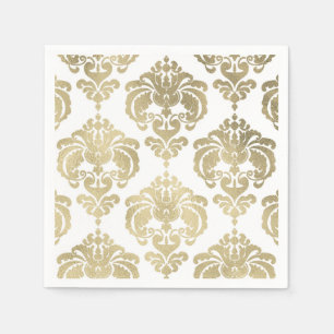 Gold & White Damask Vintage Wedding Event Party Napkin