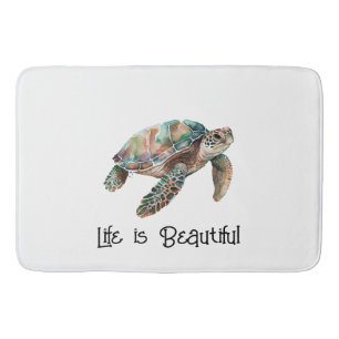 Gold White Dream Sea Turtle Bath Mat