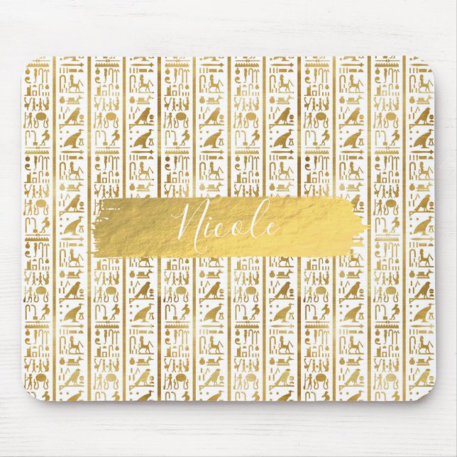 Gold & White Egyptian Egypt Glam Modern Chic Mouse Pad (Front)