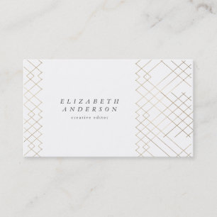 Gold White Elegance Diamond Geo Deco Business Card