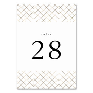 Gold White Elegance Diamond Geo Deco Wedding Table Number