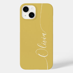 Gold White Elegant Calligraphy Script Name Case-Mate iPhone 14 Case