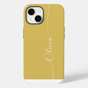 Gold White Elegant Calligraphy Script Name iPhone 14 Case