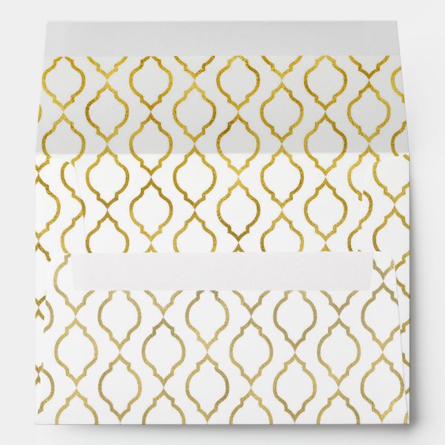Gold & White Elegant Moroccan Wedding Invitation Envelope (Back (Bottom))