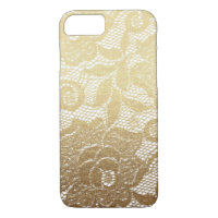 Gold & White Faux Floral Lace