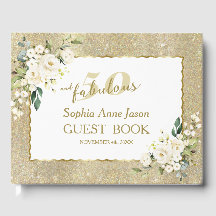 Gold White Floral 50 and Fabulous Birthday Party