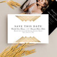Gold White Geometric Gatsby Foil Save The Date Ann
