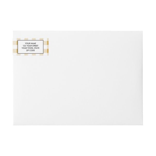 Gold White Gingham Pattern Wrap Around Label (Front)