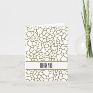 Gold White Giraffe Print Thank You Card