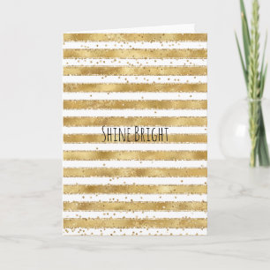 Gold White Glam Glitz Stripes Sparkle Dots Card