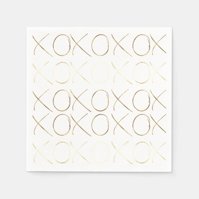 Gold White Glam XOXO Napkin (Front)