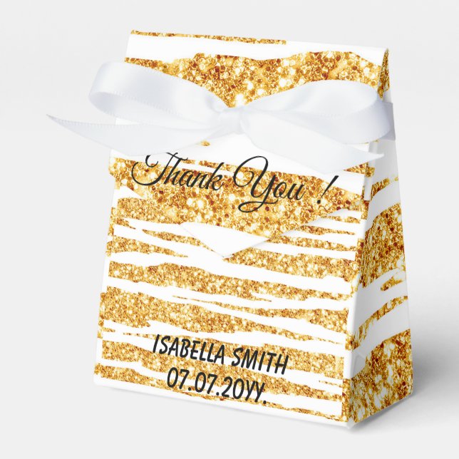 Gold White Glitter Boho Popular Tiger Collection Favour Box (Front Side)