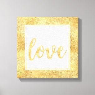Gold White Glitzy Love Canvas Print