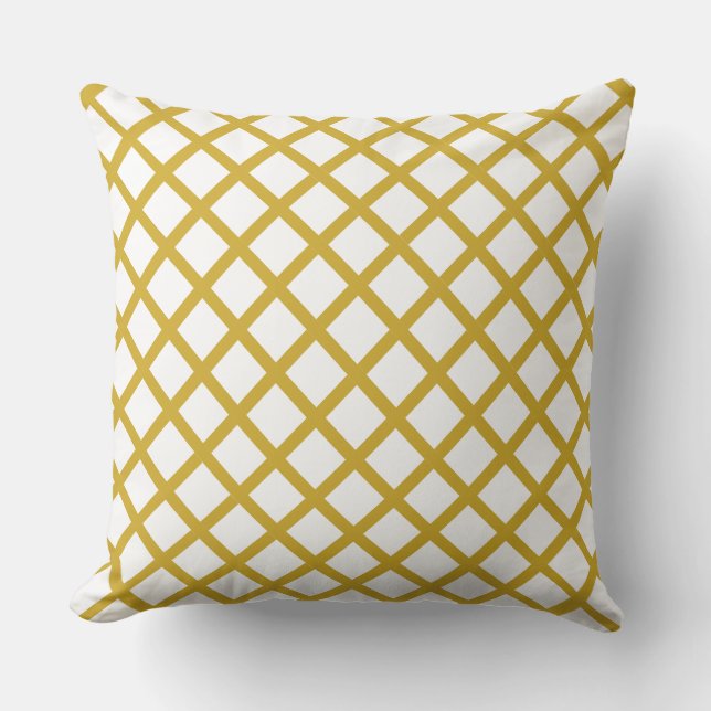 Gold & White Grade A Cotton Throw Pillow 20x20 (Front)