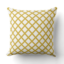 Gold & White Grade A Cotton Throw Pillow 20x20
