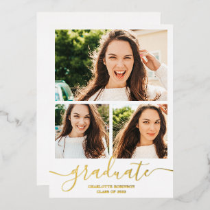 Gold white graduate script 3 photos graduation