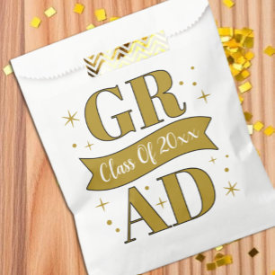 Gold & White Graduation Party Favour Bags