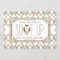 Gold & White Great Gatsby WILL YOU BE MY BEST MAN