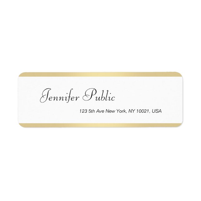 Gold White Handwritten Name Elegant Simple Modern (Front)