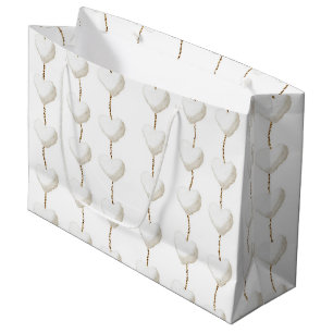 Gold White Hearts Birthday Large Gift Bag