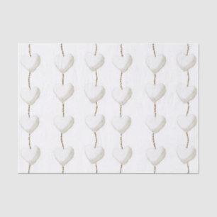 Gold White Hearts Birthday Tissue Paper