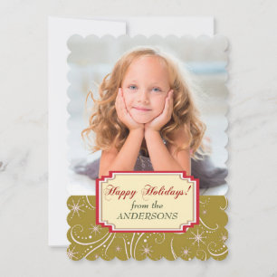 Gold White Holiday Swirls Photo Template