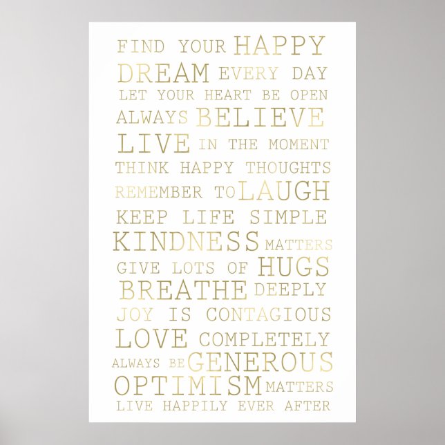 Gold White Inspirational Quotes Poster (Front)