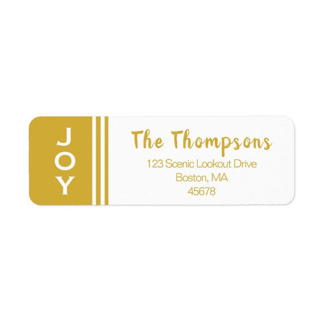 Gold White JOY | Return Address Label (Front)