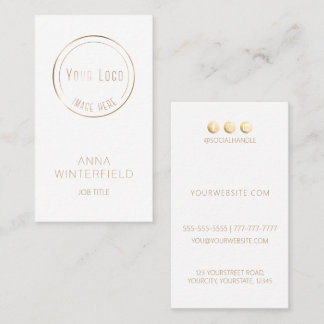Gold white logo elegant modern social media business card