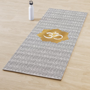 Gold & White Lotus Flower with Ohm Symbol Yoga Mat