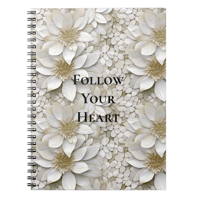 Gold White Lotus Flowers Notebook (Front)