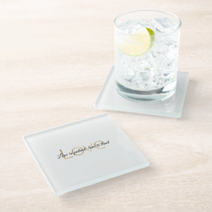 Gold White Love is Patient, Love is Kind Glass Coaster