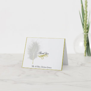 Gold White Marabou Feather Anniversary Thank You Card