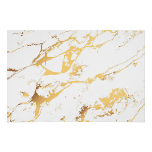 Gold White Marble AcrylicPainting The Abstract Art Poster