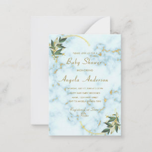 Gold White Marble Baby Shower Invitation Template
