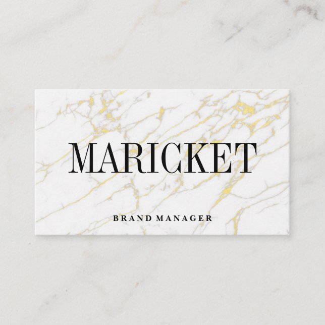 Gold White Marble Business Card (Front)