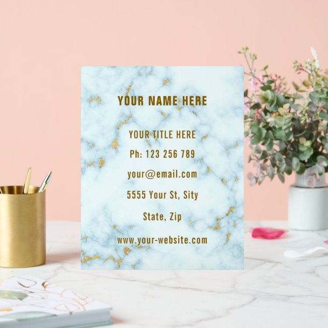 Gold White Marble Custom Business Acrylic Sign (Wedding)